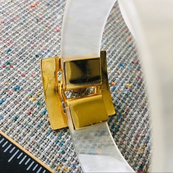 EXCEPTIONAL Gold Marabled Translucent Resin Belt Bracelet 4439 - Picture 4 of 6